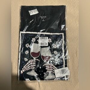 Torrid Black Tee with Skeleton Toast Design